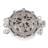 Brass Box Clasp Flat Round platinum color plated micro pave cubic zirconia &  nickel lead & cadmium free Approx 3mm Sold By PC