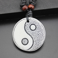 Resin Pendant Flat Round ying yang & imitation bone Approx 2mm Sold By Lot
