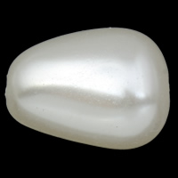 Tworzywa ABS perła Koralik, Łezka, biały, 14x18x11mm, otwór:około 1mm, 2Torby/wiele, około 310komputery/torba, sprzedane przez wiele