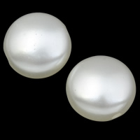 ABS-Kunststoff-Perlen Perle, flache Runde, weiß, 17x10mm, Bohrung:ca. 2mm, 2Taschen/Menge, ca. 310PCs/Tasche, verkauft von Menge