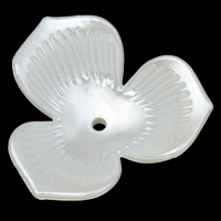 Tworzywa ABS perła Nakładka, Kwiat, biały, 35x35x9mm, otwór:około 1mm, 2Torby/wiele, około 250komputery/torba, sprzedane przez wiele