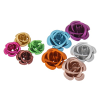 Aliuminio gėlių karoliukai, Aliuminis, Gėlė, dažytas, Korėjos stilius & skirtingo dydžio pasirinkimo & sluoksniuotos & matinis, daugiau spalvų pasirinkimas, nikelio, švino ir kadmio nemokamai, 15x9mm, Skylė:Apytiksliai 1mm, 1000kompiuteriai/Krepšys, Pardavė Krepšys