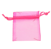 Bolsa de joyas, Organdí, translúcido, rosado fucsia, 50x70mm, 100/Sarta, Vendido por Sarta