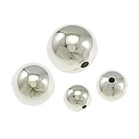 Brass Jewelry Beads Round silver color plated nickel lead & cadmium free Sold By Bag