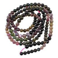 Tourmaline Beads Round natural October Birthstone multi-colored Sold Per Approx 16 Inch Strand