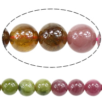 Turmalin Bead, Runde, naturlig, Oktober Birthstone & forskellig størrelse for valg, flerfarvede, Solgt Per Ca. 16 inch Strand