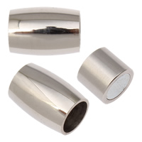 Fecho magnético de aço inoxidável, Tubo, cor original, 15x10mm, Buraco:Aprox 7mm, 5PCs/Bag, vendido por Bag