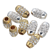 Zinc Alloy European Beads Oval plated without troll & with rhinestone nickel lead & cadmium free Approx 4.2mm Sold By Lot