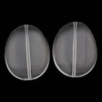 Transparent akryl perler, Flad Oval, gennemsigtig, 24x30x8mm, Hole:Ca. 1mm, 2Tasker/Lot, Ca. 125pc'er/Bag, Solgt af Lot