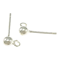 925 Sterling Silver Earring Post, with loop & without earnut, 7x4mm, 0.8mm, Hole:Approx 1.3mm, 5Pairs/Lot, Sold By Lot