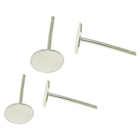 925 Sterling Silver Earring Post, Flat Round, without earnut & different size for choice, 5Pairs/Lot, Sold By Lot