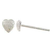 925 Sterling Silver Stud Earring Heart without earnut & hammered 0.8mm Sold By Lot
