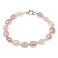 Freshwater Cultured Pearl Bracelet Freshwater Pearl brass clasp Baroque natural multi-colored 9-10mm Sold Per Approx 7.5 Inch Strand