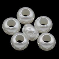 Perlas de plástico ABS Abalorio, Tambor, Blanco, 10x6mm, agujero:aproximado 3mm, 2bolsaspantalón/Grupo, aproximado 2500PCs/Bolsa, Vendido por Grupo