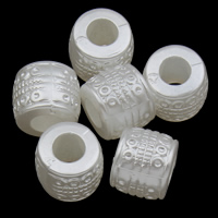 ABS plastik perle Bead, Drum, hvid, 11x9mm, Hole:Ca. 4mm, 2Tasker/Lot, Ca. 1250pc'er/Bag, Solgt af Lot