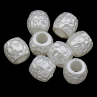ABS-Kunststoff-Perlen Perle, Trommel, gehämmert, weiß, 9x9mm, Bohrung:ca. 4mm, 2Taschen/Menge, ca. 1660PCs/Tasche, verkauft von Menge