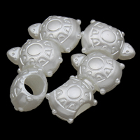Perlas de plástico ABS Abalorio, Tortuga, Blanco, 10x14x8mm, agujero:aproximado 4mm, 2bolsaspantalón/Grupo, aproximado 2500PCs/Bolsa, Vendido por Grupo