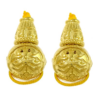 Brass 3-Hole Guru Bead Set, Round, real gold plated, Buddhist jewelry & om mani padme hum & high quality plating and never fade, nickel, lead & cadmium free, 18mm, 7x8x7mm, 11x10mm, Hole:Approx 1.5mm, 2.5mm, 20PCs/Lot, Sold By Lot