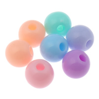 Solid Color Akryl perler, Runde, slik stil & ensfarvet, blandede farver, 6mm, Hole:Ca. 1mm, 2Tasker/Lot, Ca. 4430pc'er/Bag, Solgt af Lot