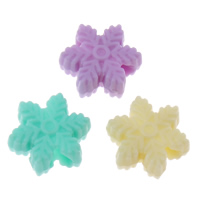 Opaque Acrylic Beads, Snowflake, candy style & solid color, mixed colors, 15x13x6mm, Hole:Approx 3mm, 2Bags/Lot, Approx 1000PCs/Bag, Sold By Lot
