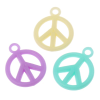 Akryl Häng, Peace Logo, godis stil & färg, blandade färger, 15x19x3mm, Hål:Ca 1mm, 2Väskor/Lot, Ca 1660PC/Bag, Säljs av Lot