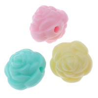 Solid Color Akryl perler, Flower, slik stil & ensfarvet, blandede farver, 11x11mm, Hole:Ca. 1mm, 2Tasker/Lot, Ca. 830pc'er/Bag, Solgt af Lot
