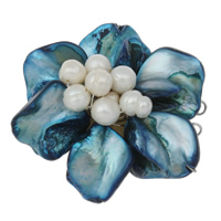 Freshwater Pearl Box Clasp with Freshwater Shell & Brass Flower  & two tone Approx 1mm Sold By PC