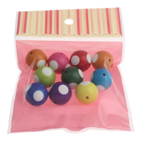 Solid Color Akryl perler, med OPP, Runde, med rund plet mønster & ensfarvet, blandede farver, 20mm, Hole:Ca. 3mm, 2Tasker/Lot, 10pc'er/Bag, Solgt af Lot