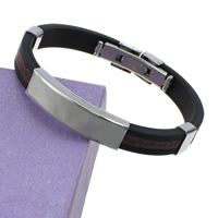 Men Bracelet Stainless Steel with Silicone two tone 9mm Length Approx 7.5 Inch Sold By Lot
