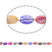 Naturlig Drage Veins Agate perler, Flad Oval, blandede farver, 15-20mm, 5-21mm, Hole:Ca. 1mm, Længde Ca. 15.7 inch, 5Strands/Bag, Ca. 18pc'er/Strand, Solgt af Bag