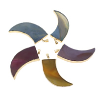 Disposições de ágata pingente, with fiança de bronze, Bainha, cromado de cor dourada, natural, Mais cores pare escolha, 45-58mm, 6-7mm, Buraco:Aprox 5mm, 20PCs/Bag, vendido por Bag