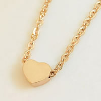Titanium Steel Necklace with 5.5cm extender chain Heart rose gold color plated oval chain Length Approx 17.5 Inch Sold By Bag