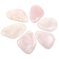 quartz rose Pendentif, naturel, 30x35x7mm-40x65x7mm, Trou:Environ 2mm, 20PC/sac, Vendu par sac