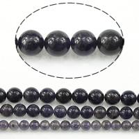Iolite Perle, rund, natürlich, verschiedene Größen vorhanden, Bohrung:ca. 1mm, verkauft per ca. 16 ZollInch Strang