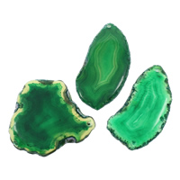 Ágata verde colgante, natural, 27x50x5mm-46x48x5mm, agujero:aproximado 2mm, 5PCs/Bolsa, Vendido por Bolsa