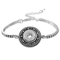 Snap Button Bracelet Zinc Alloy with 5cm extender chain Flat Round antique silver color plated nickel lead & cadmium free 180mm Inner Approx 6mm Sold Per Approx 7 Inch Strand