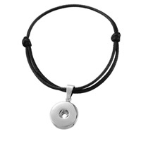 Snap Button Bracelet Zinc Alloy with Waxed Linen Cord Flat Round platinum color plated adjustable black nickel lead & cadmium free 200mm Inner Approx 6mm Sold Per Approx 7.5 Inch Strand