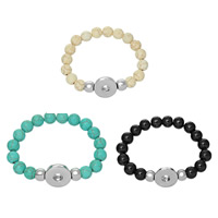 Snap Button Bracelet Zinc Alloy with Turquoise Round platinum color plated nickel lead & cadmium free 10mm Inner Approx 6mm Sold Per Approx 8.5 Inch Strand