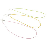 Fashion Necklace Cord Nylon Cord with iron chain zinc alloy lobster clasp with 4cm extender chain platinum color plated Sold By Bag