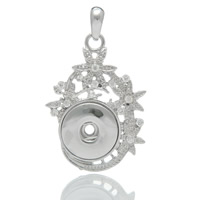 Snap Button Pendant Brass Flower platinum color plated with rhinestone & hollow nickel lead & cadmium free Approx 6mm Inner Approx 6mm Sold By PC