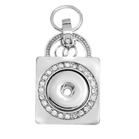 Snap Button Pendant Brass Lock platinum color plated with rhinestone nickel lead & cadmium free Approx 6mm Inner Approx 6mm Sold By PC