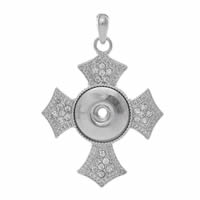 Snap Button Pendant Brass fleur-de-lis cross platinum color plated with rhinestone nickel lead & cadmium free Approx 6mm Inner Approx 6mm Sold By PC