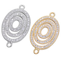 Cubic Zirconia Micro Pave Brass Connector Flat Oval plated micro pave cubic zirconia & 1/1 loop nickel lead & cadmium free Approx 1.5mm Sold By Lot