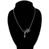 Iron Necklaces with Zinc Alloy with 5cm extender chain Cross platinum color plated oval chain nickel lead & cadmium free  Sold Per Approx 18.5 Inch Strand