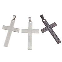 Pingentes cruz de aço inoxidável, banhado, Jóias Christian & misto, 30x53x2mm, Buraco:Aprox 4x8mm, 20PCs/Bag, vendido por Bag