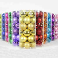 Muovi Christmas Balls, Pyöreä, Joulu korut, enemmän värejä valinta, 60mm, 24PC/laukku, Myymät laukku