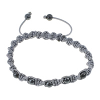 Hematite Woven Ball Bracelets Non Magnetic Hematite with Cotton adjustable 6mm Length 6-10 Inch Sold By Lot