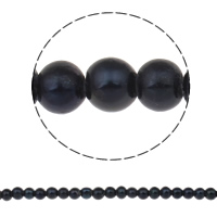 Brambor pěstované sladkovodní perle, Sladkovodní Pearl, černý, 9-10mm, Otvor:Cca 2.5mm, Prodáno za Cca 15.3 inch Strand
