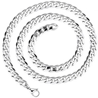 Stainless Steel Chain Necklace & curb chain original color 7mm Sold By Strand