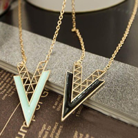 Zinc Alloy Sweater Chain Necklace Letter V gold color plated twist oval chain nickel lead & cadmium free Sold By Lot